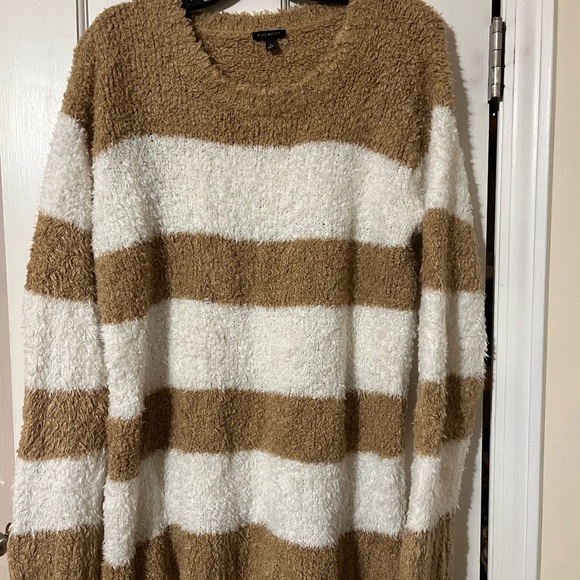 Talbots beige and white striped sweater size large - Picture 5 of 6